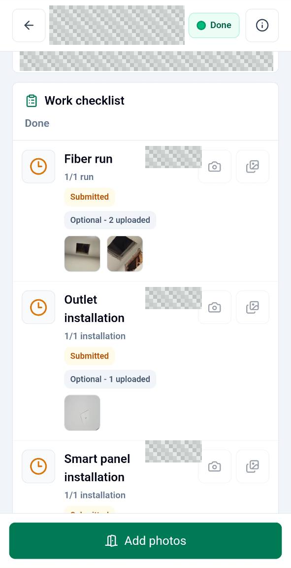 Submitted photo evidence. Sensitive details concealed with pixel masks.